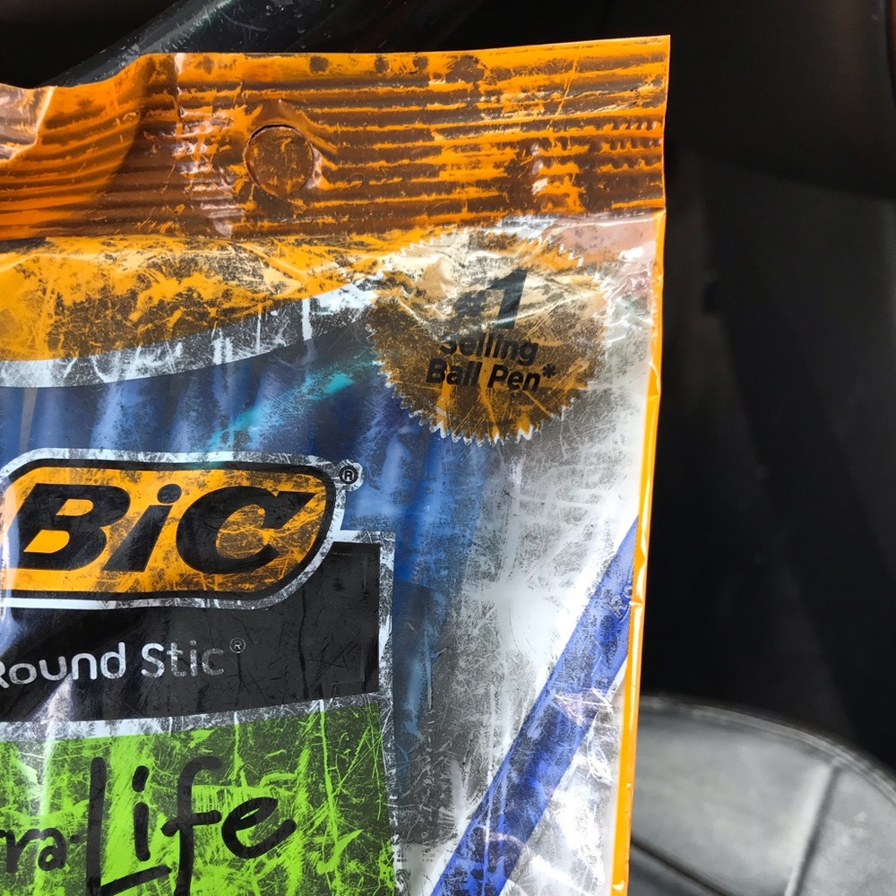Bic blue ink pen